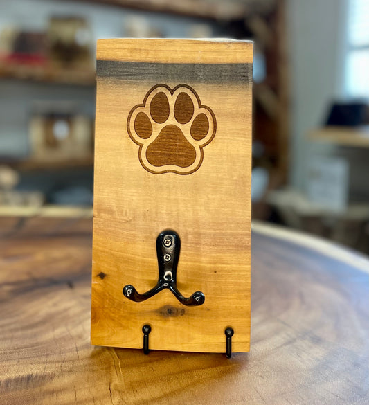 Paw Print Leash Holder- Wall Hanging Wood Art