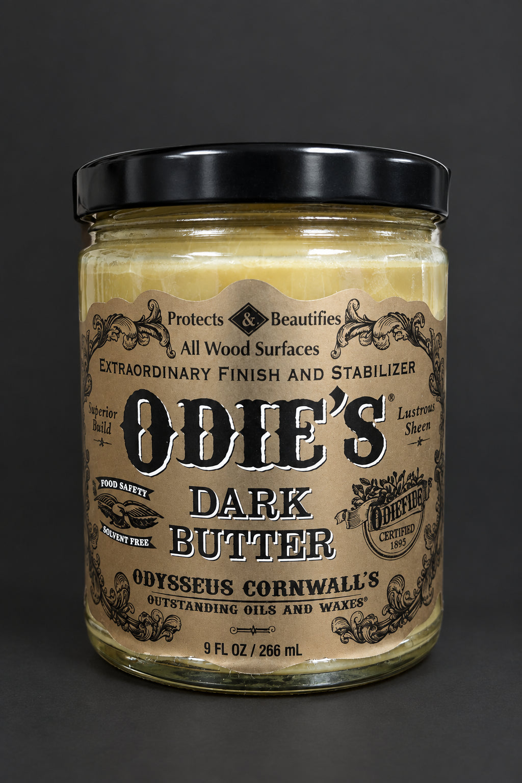 Odie's Dark Butter (ODB) is a proprietary hybrid blend of rich dark natural reactive and oxidizing finishing oils with a high concentration of wax. A multi use finish and stabilizer that can be used alone or in conjunction with any combination of Odysseus Cornwall’s finish products. Food safe, solvent free and non toxic, containing no added driers, heavy metals or part 2 catalyst.